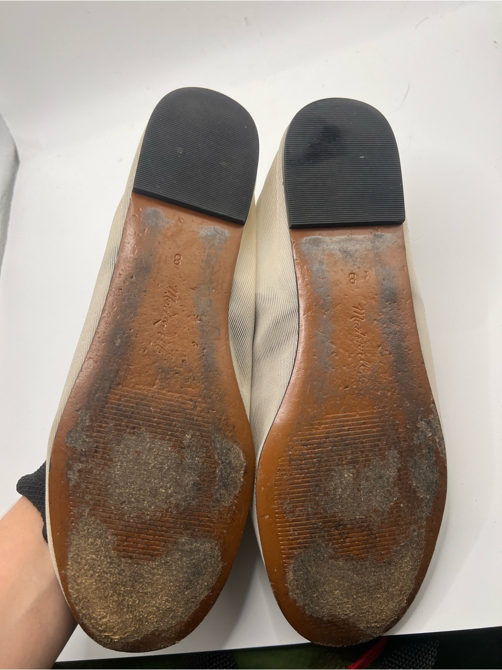 Madewell Beige Mary Jane Flats with Black Trim - Picture 9 of 10